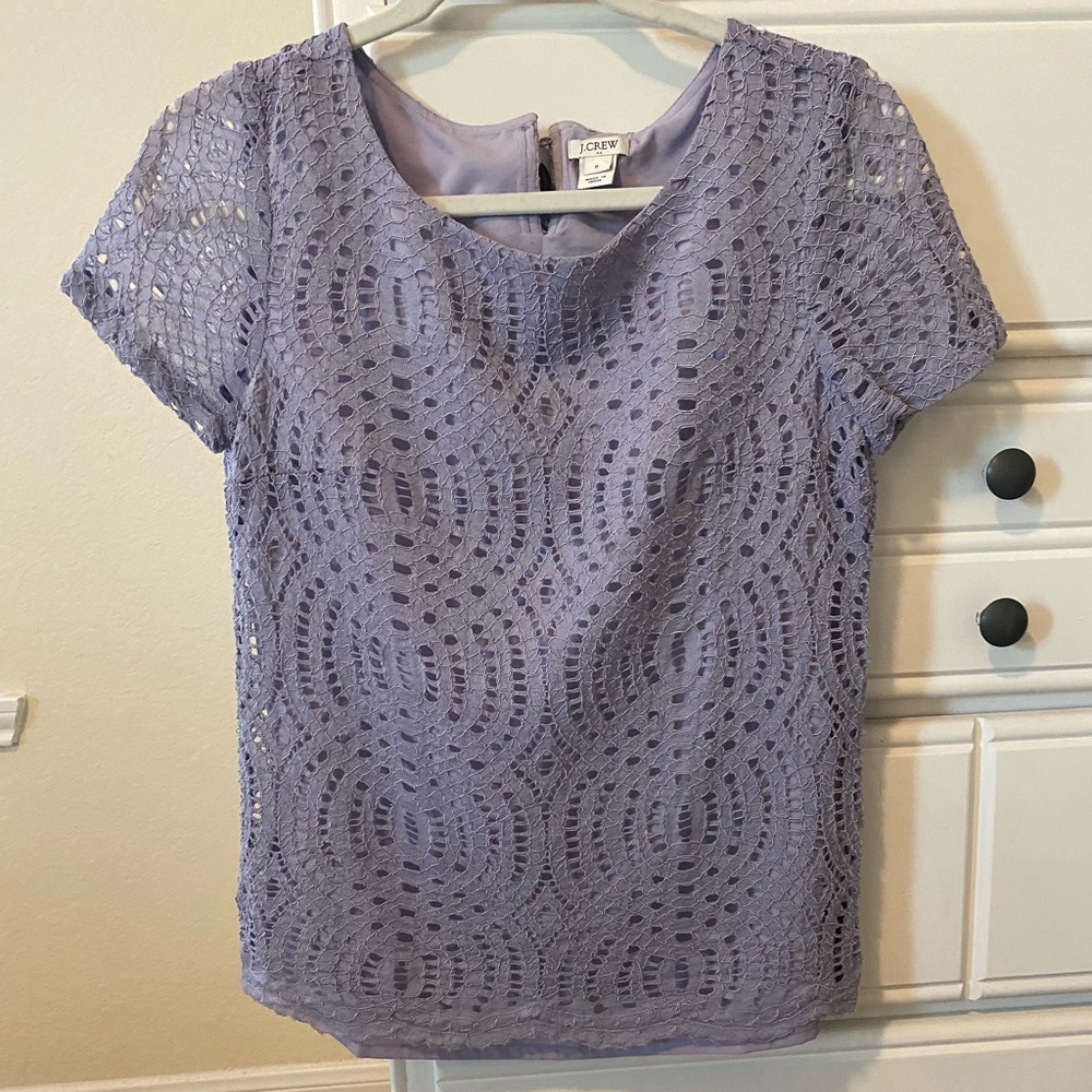 J crew eyelets purple lace shirt